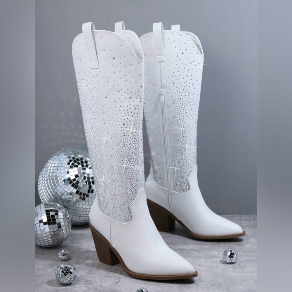 White Rhinestone Cowgirl Boots